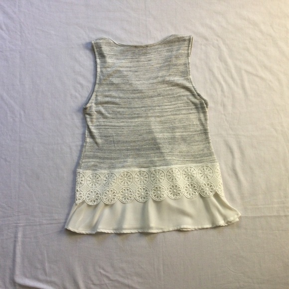 Anthropologie W5 Grey White Lace Layered Tank Sz S - Picture 6 of 9